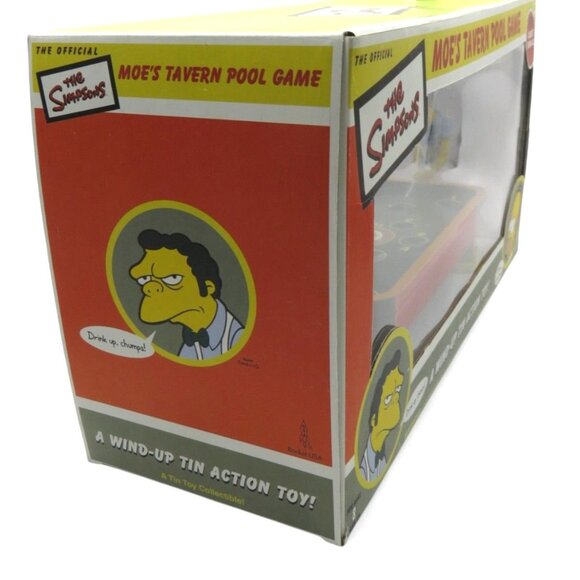 VINTAGE SIMPSONS Moe's Tavern Pool Game Tin Toy 2002 Collectible Wind-Up Action - Picture 2 of 13